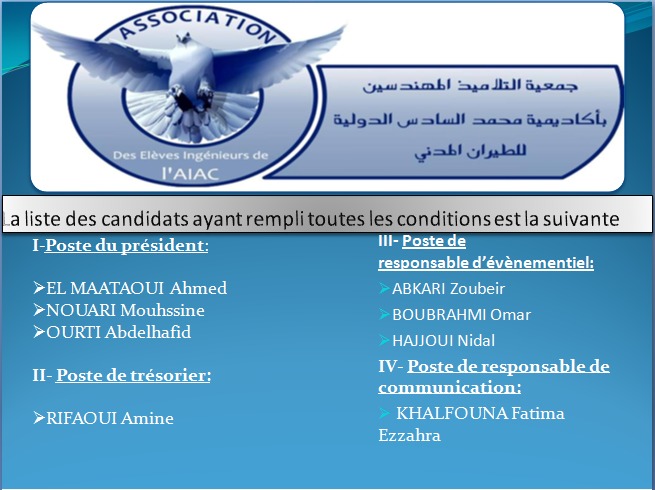 Elections du nouveau bureau executif de l'Association des Élèves Ingénieurs