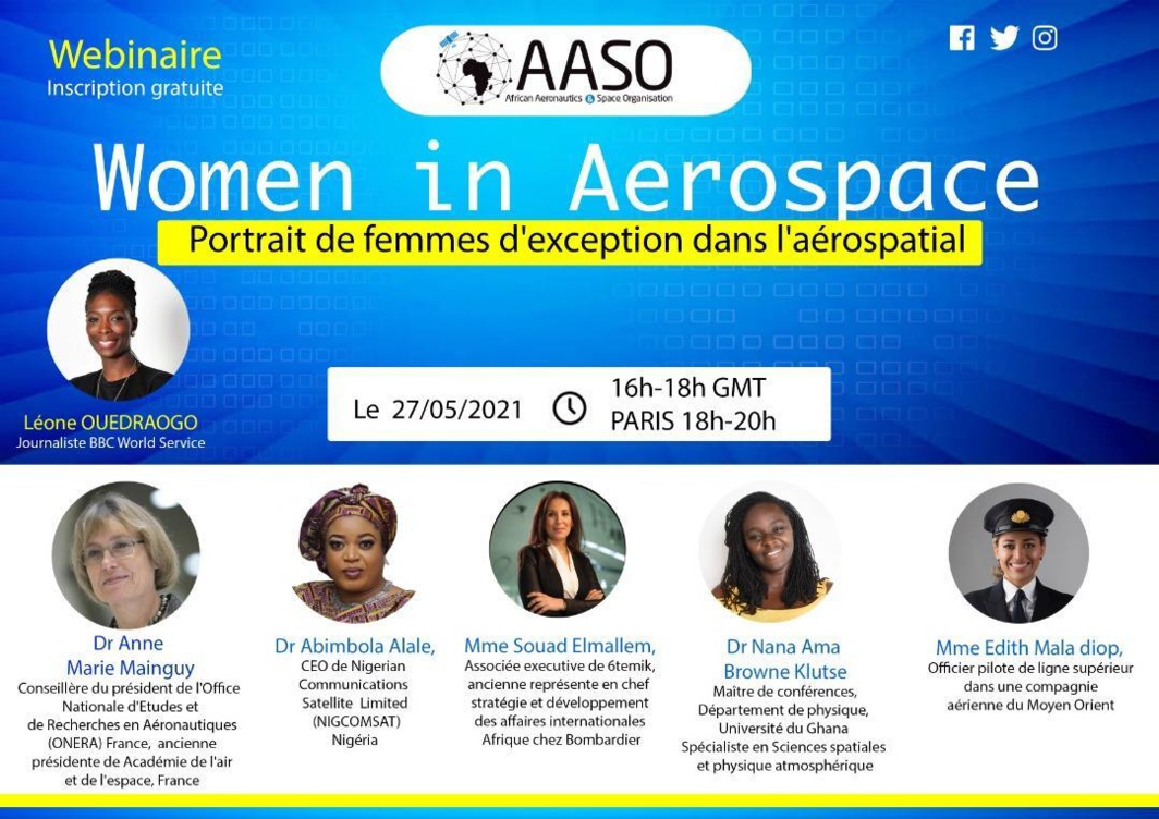 "Femme dans l’aérospatial" intitulé d'un webinar de l'African Aeronautics & Space Organisation (AASO)