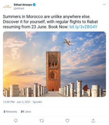 Etihad reprend ses vols vers Rabat et Phuket avec des tarifs promotionnels Etihad reprend ses vols vers Rabat et Phuket avec des tarifs promotionnels