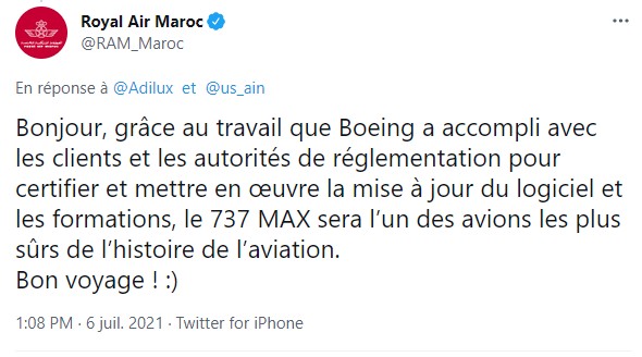 Royal Air Maroc : Le Boeing 737 MAX reprend du service 