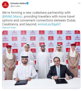 Partage de codes entre Royal Air Maroc et Emirates pour Casablanca, Dubaï et près de 209 autres destinations Partage de codes entre Royal Air Maroc et Emirates pour Casablanca, Dubaï et près de 209 autres destinations