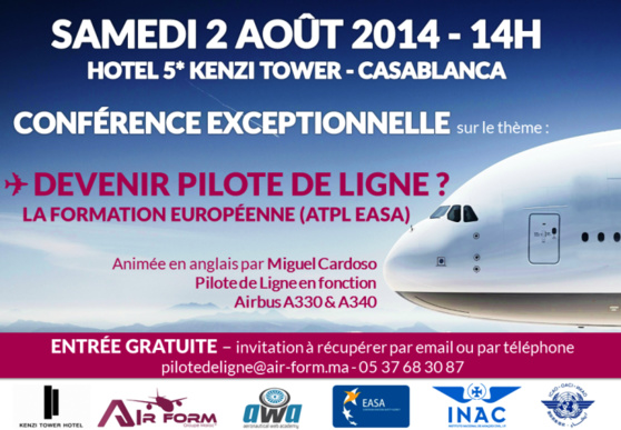 Air Form Maroc organise une conférence sur le thème de la formation et du métier de Pilote de Ligne