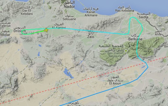 Ph. FlightRadar24.com (Repasser le vol AT454 en cliquant ici) Ph. FlightRadar24.com (Repasser le vol AT454 en cliquant ici)