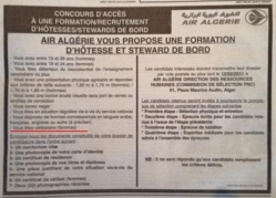 Les futures hôtesses d'Air Algérie doivent d'abord être célibataire Les futures hôtesses d'Air Algérie doivent d'abord être célibataire