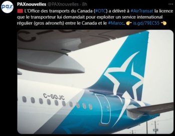 Air Transat obtient la licence pour une liaison aérienne régulière entre le Canada et le Maroc