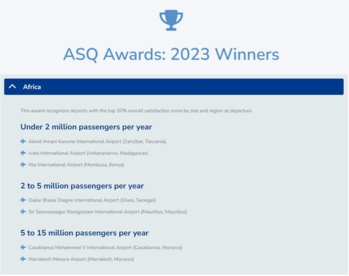 Les aéroports Marrakech-Menara et Mohammed V remportent les plus hautes distinctions dans le Classement ASQ de l'ACI pour 2023