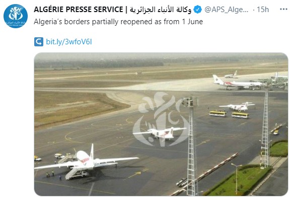 Algérie: Reprise progressive des liaisons aériennes internationales à partir du 1er Juin
