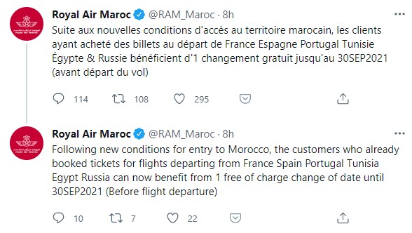 Royal Air Maroc réagit aux nouvelles conditions d'accès au Maroc